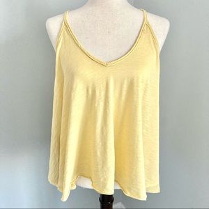 Free People Sunshine Yellow V-neck Strappy Back Flowy Sandy Tank Top